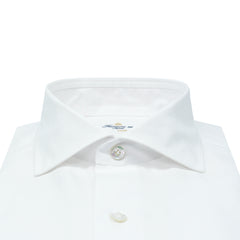 Esclusiva, camicia sartoriale classica cucita a mano in cotone bianco Sea Island