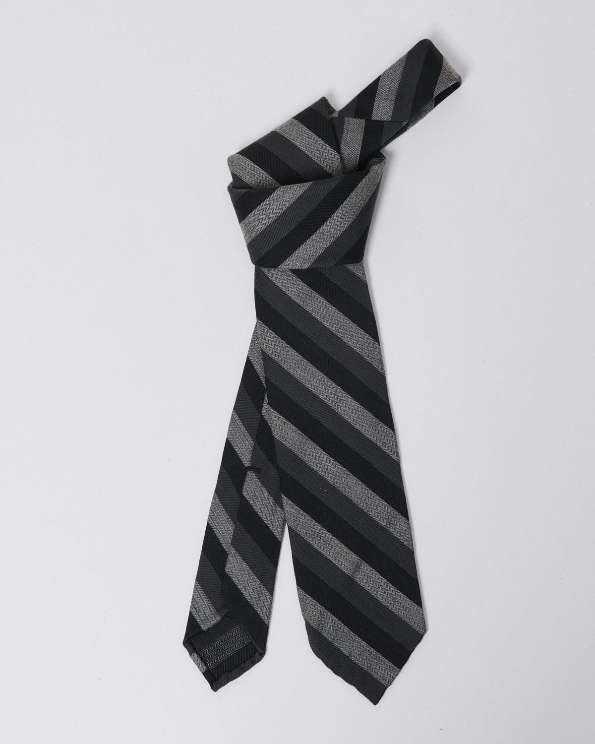 FINAMORE Anversa regimental wool and silk tie, striped, black and gray
