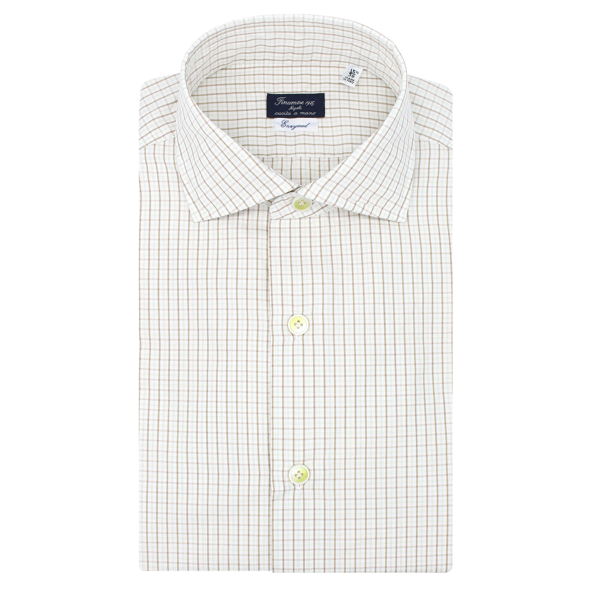 FINAMORE SHIRT ALUMO FABRIC WHITE AND BROWN