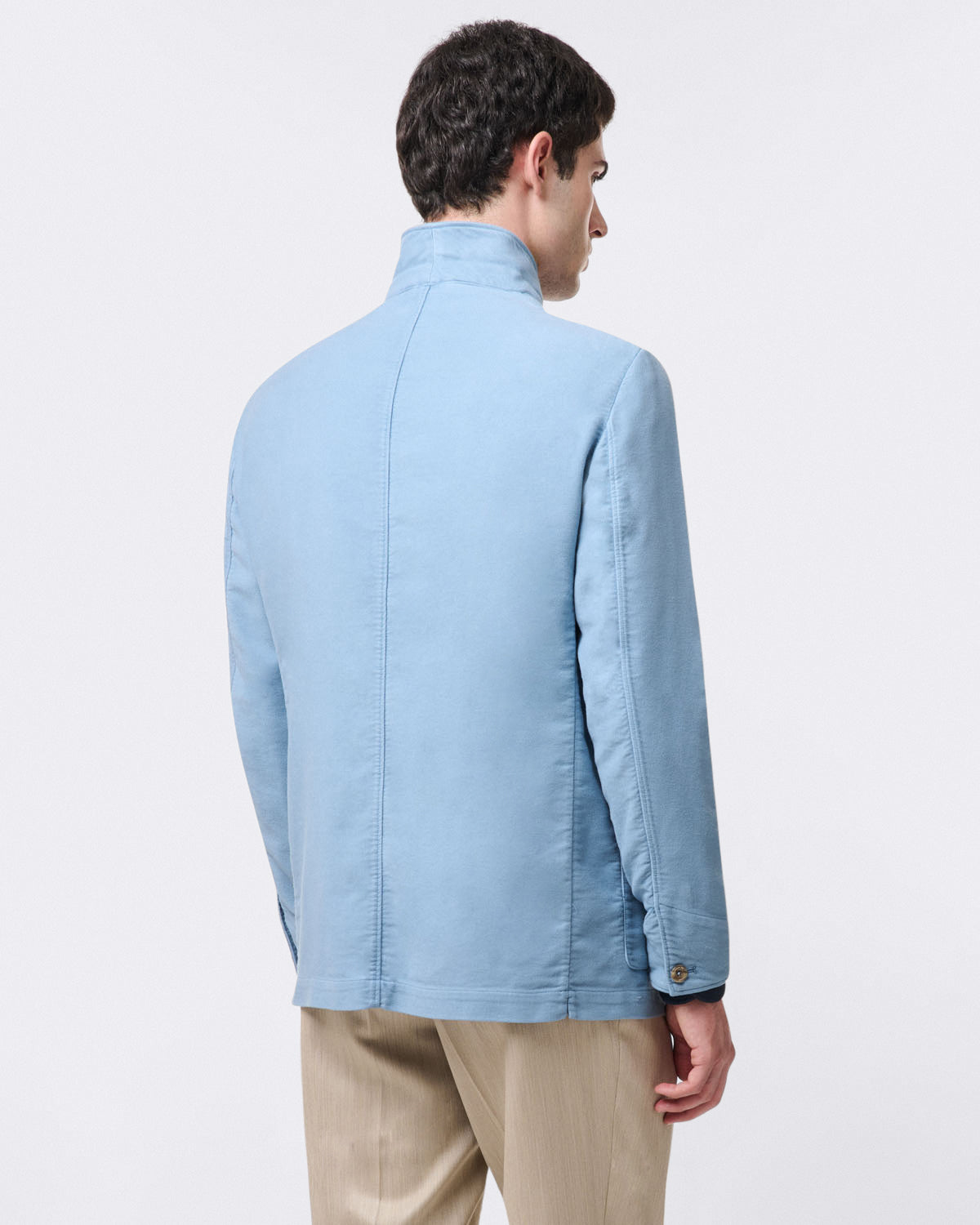 FransM over shirt in fustain. Beige or Light Blue. Garment dyed