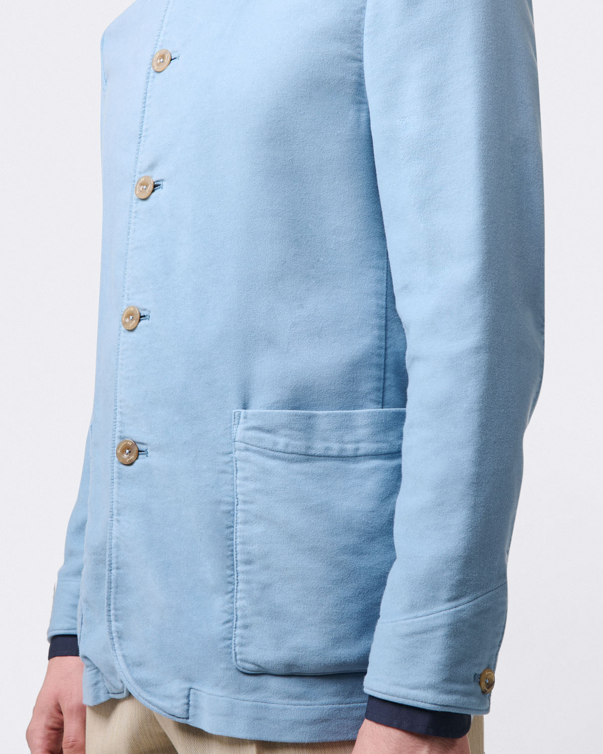 FransM over shirt in fustain. Beige or Light Blue. Garment dyed