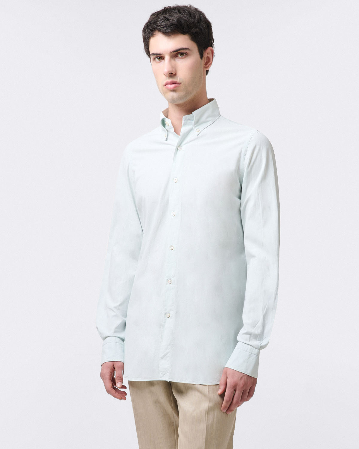 Finamore Gaeta denim sports shirt with button down collar
