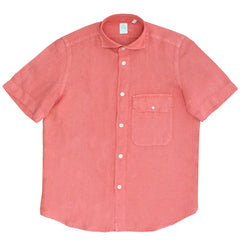 Finamore Spring straight waist shirt. Linen, short sleevs
