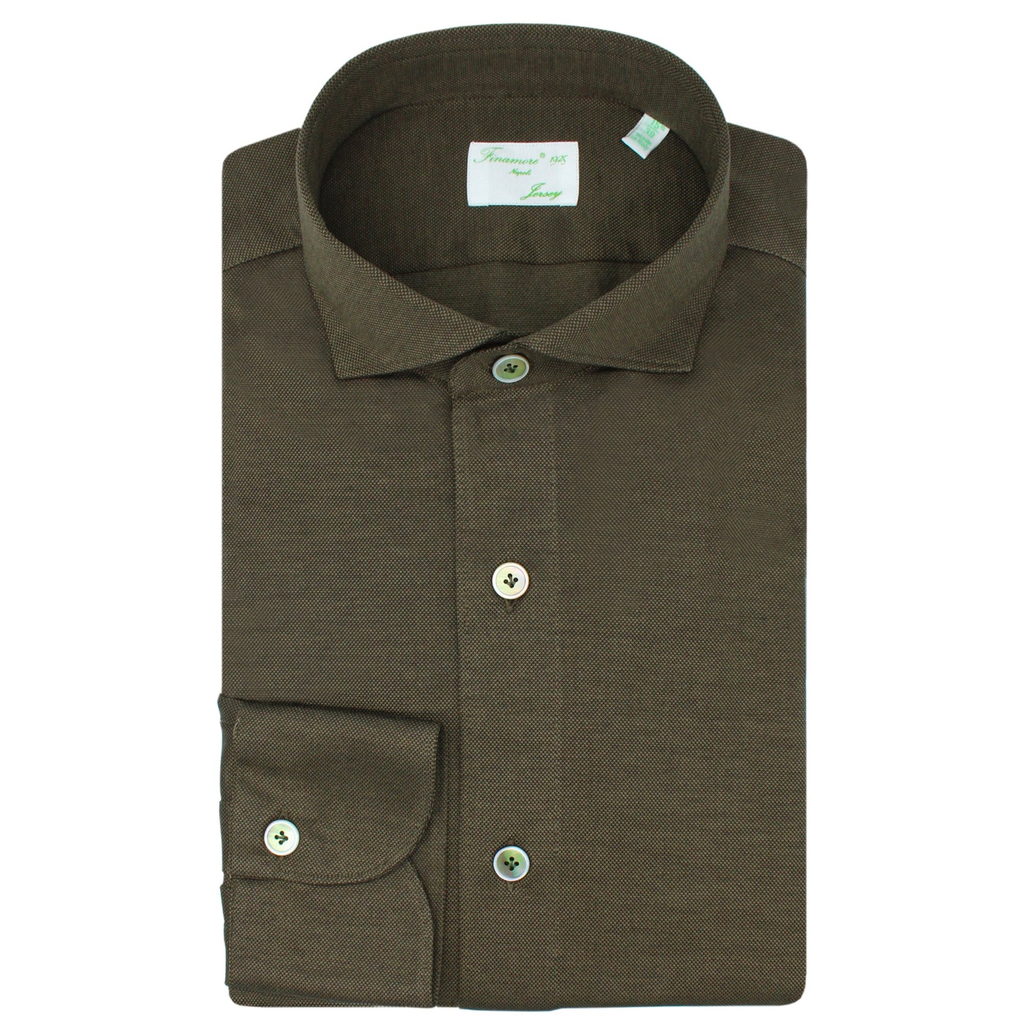 Finamore Toronto shirt in cotton jersey dark green