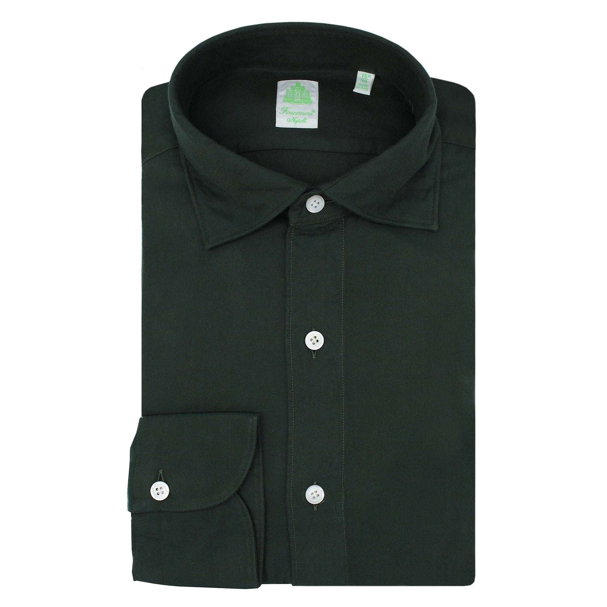 Finamore regular sport shirt in dark green cotton