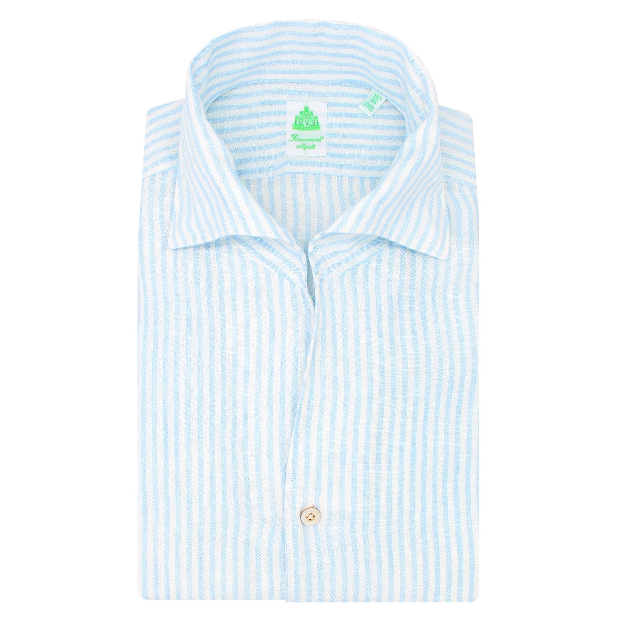 Finamore slim fit sport shirt one piece collar in linen