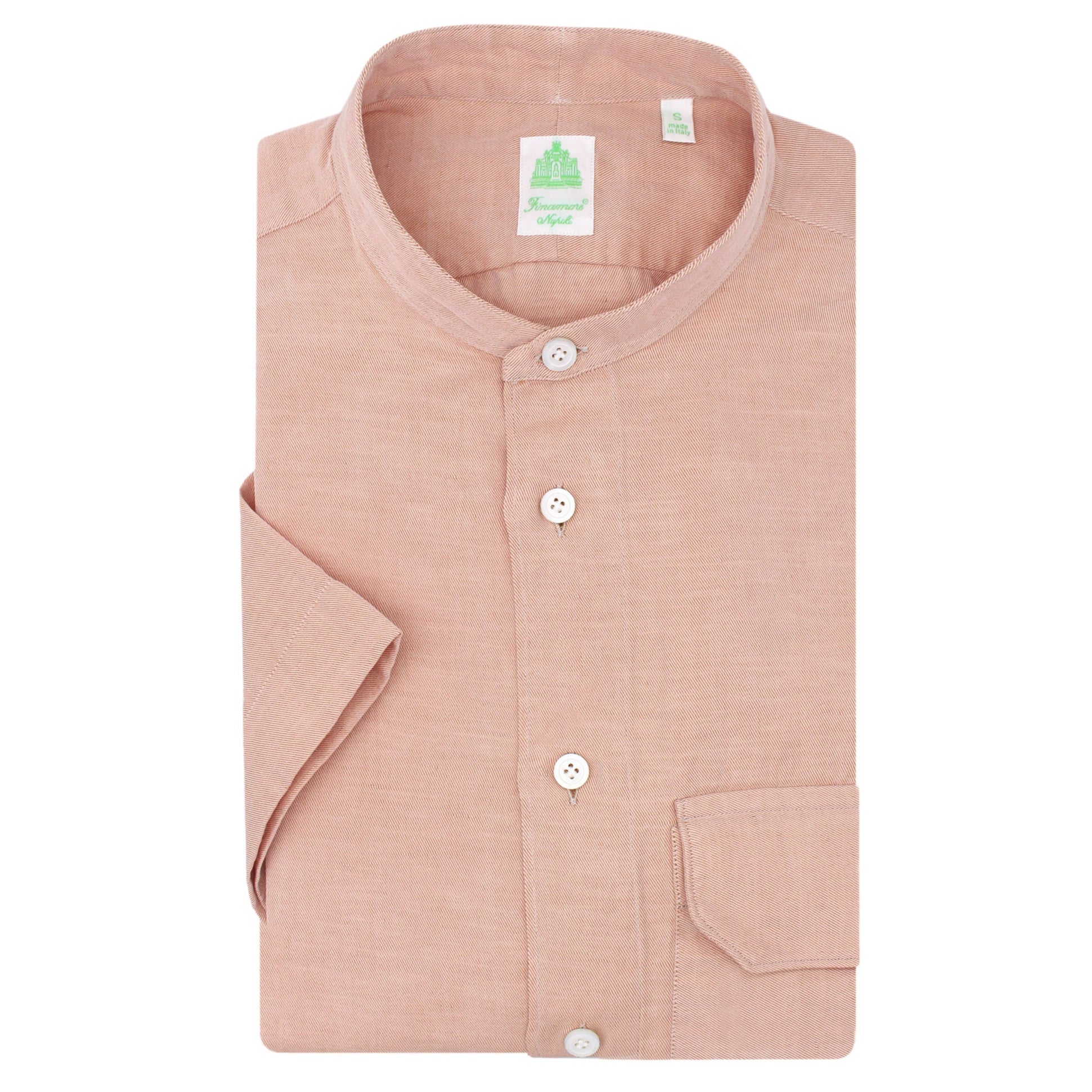 Finamore spring shirt in linen with pocket and short sleeve