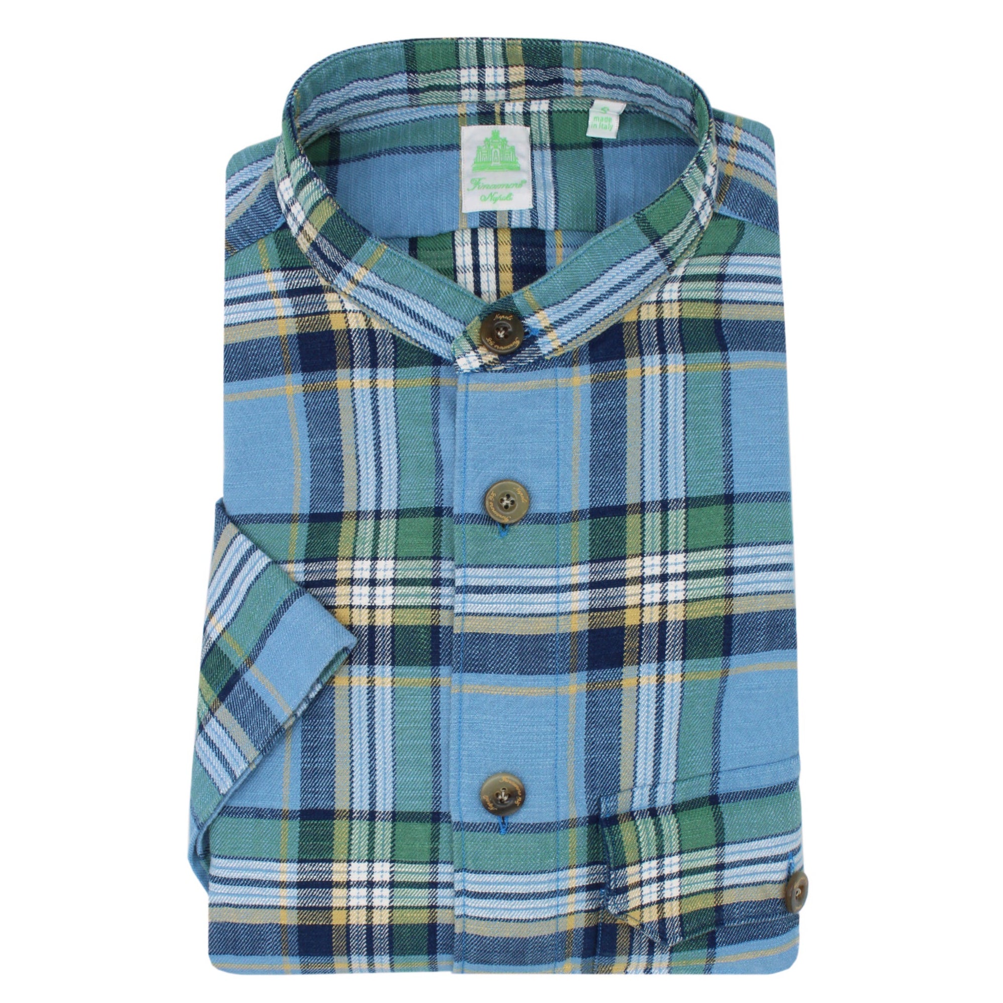 Finamore spring shirt straight waist. Short sleeves