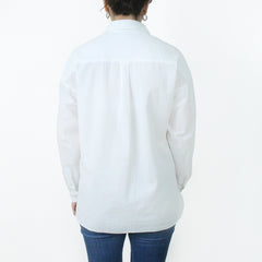 Women's regular white cotton seersuker shirt