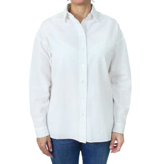 Women's regular white cotton seersuker shirt