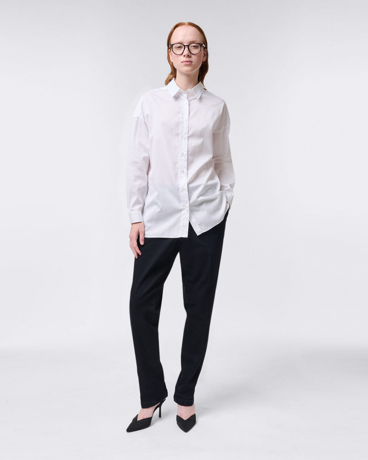 GRACE women's shirt white Giza 45 Egyptian cotton zephyr