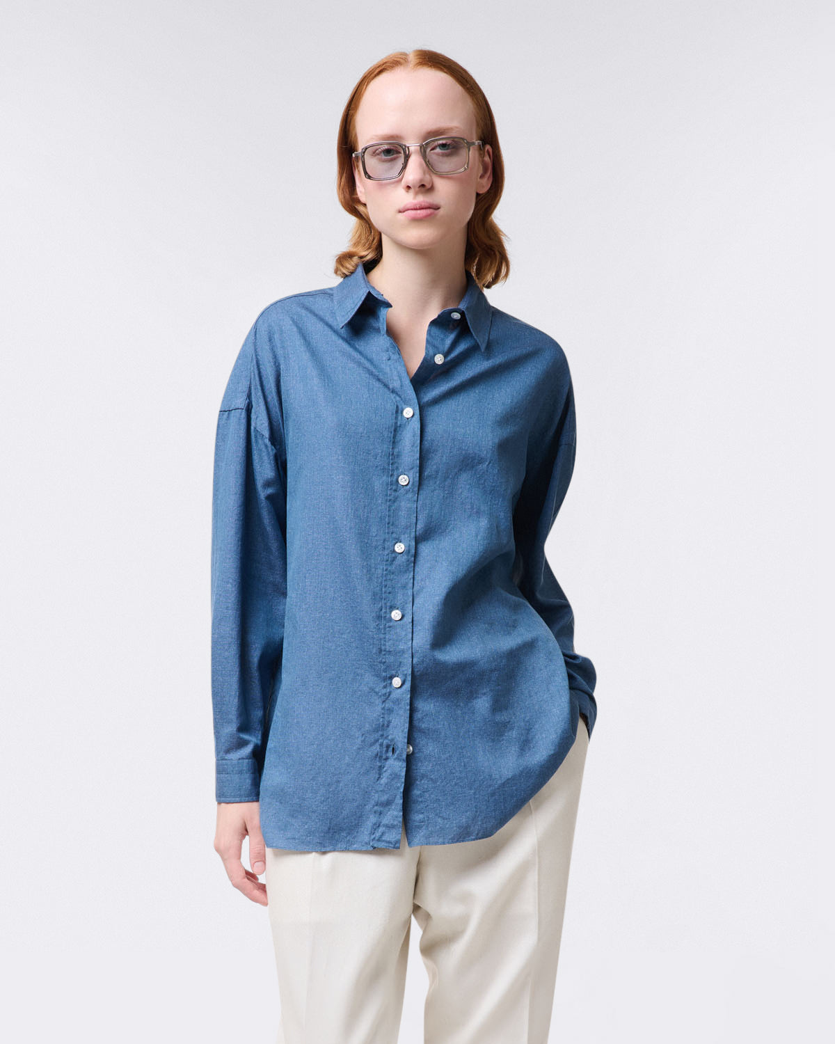 GRACE women's over fit shirt in denim cotton