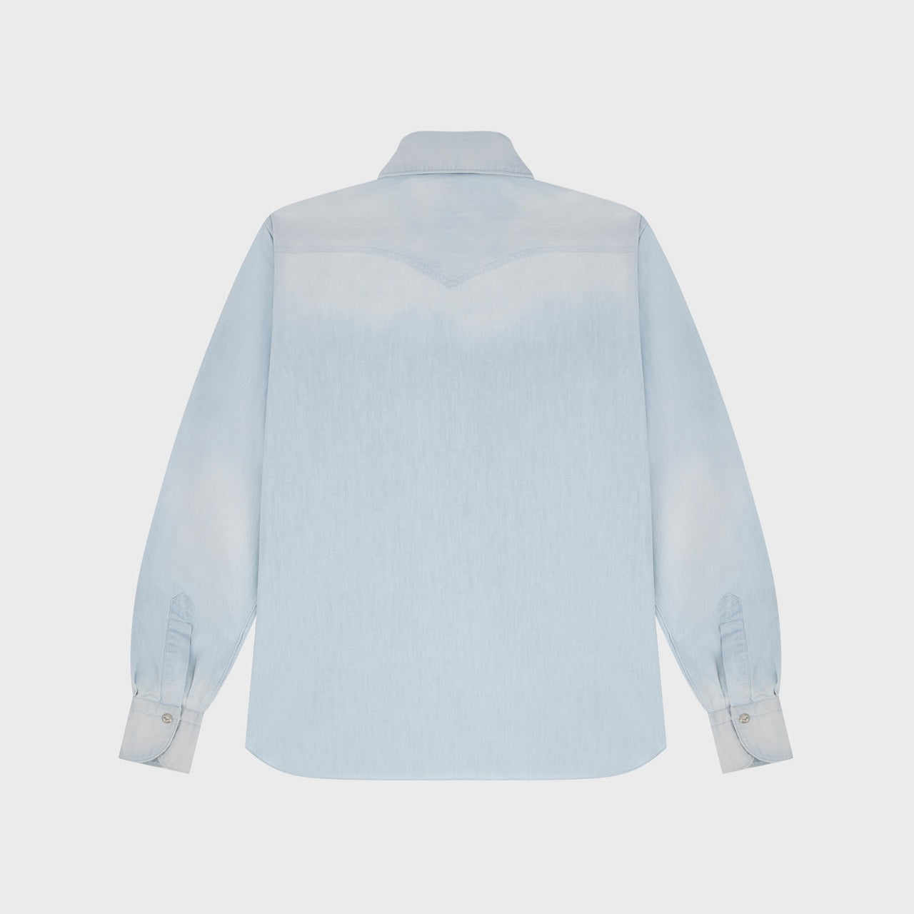 Gaeta western shirt regular fit cotton denim chambray indaco vintage wash Luigi collar