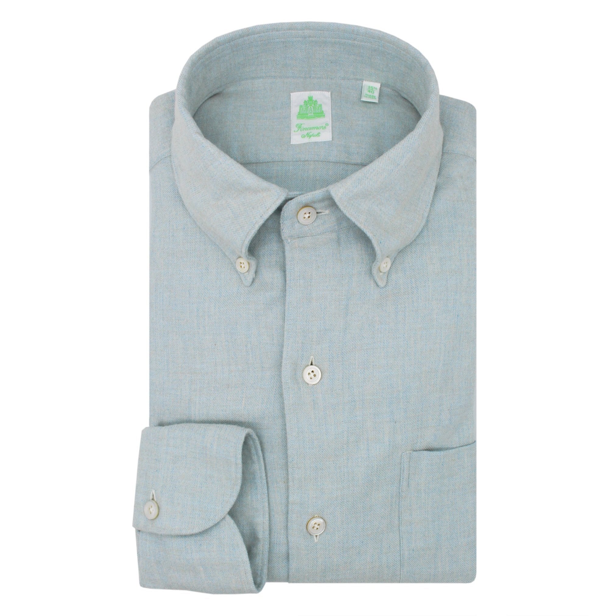 Grey and light blue checked cotton Tokyo sport shirt