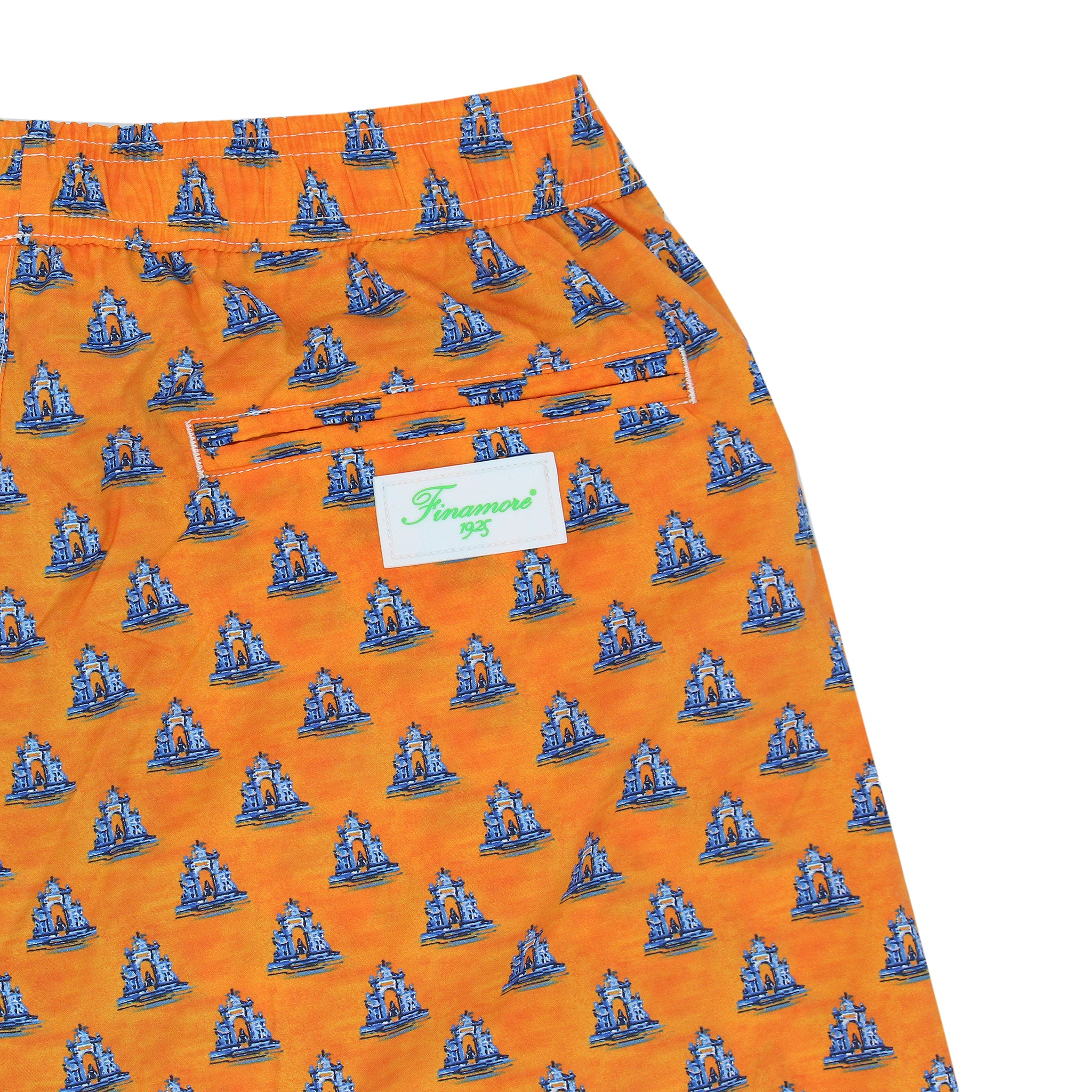 Costume mare con fontana logo Finamore. Asciugatura rapida e multitasche