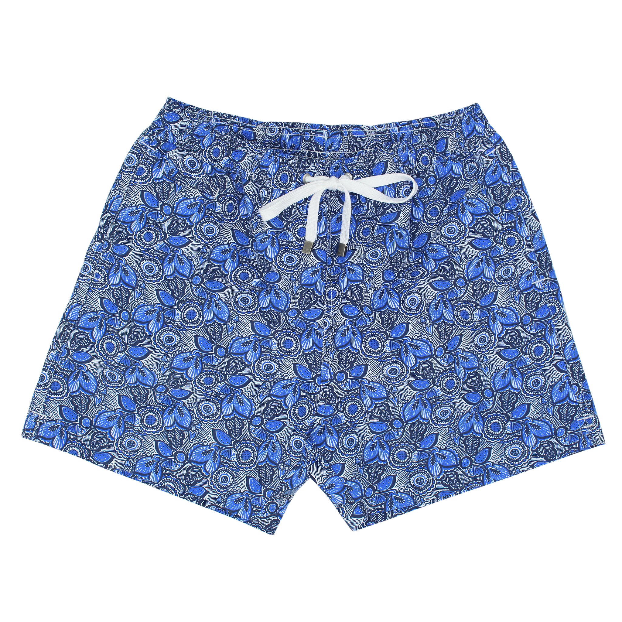 Costume da bagno fantasia foglie blu. Asciugatura rapida