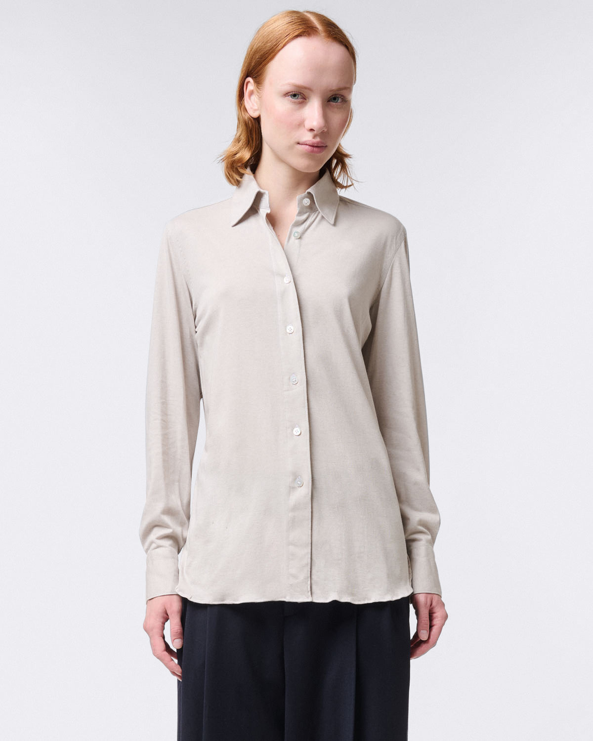 Ivana classic women's shirt in cotton and cashmere jersey