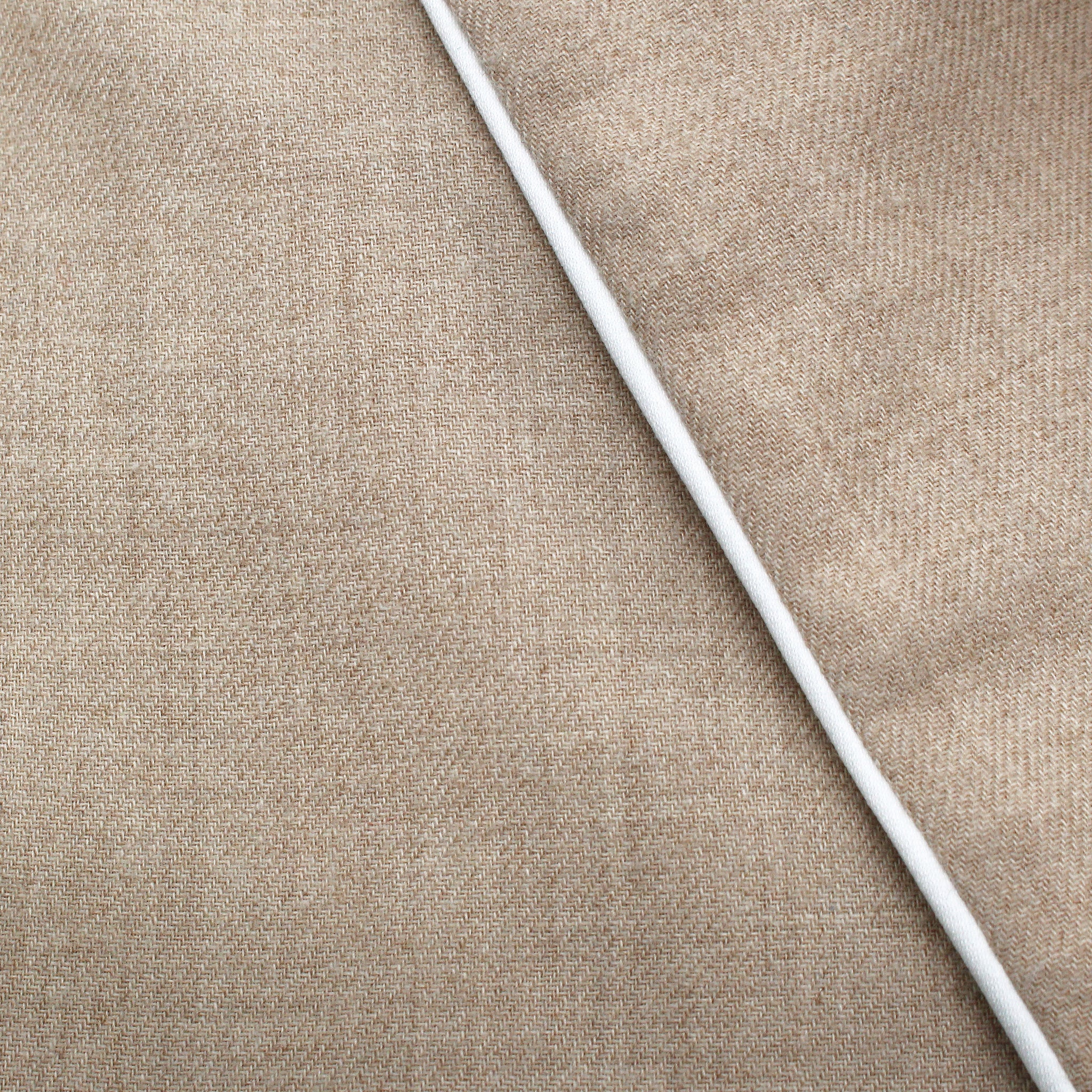 Tailored cotton and cashmere gown with pockets and contrasting piping