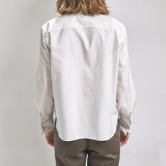 LUCE slim white cotton shirt with pleated bib cufflinks, Korean collar