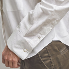 LUCE slim white cotton shirt with pleated bib cufflinks, Korean collar