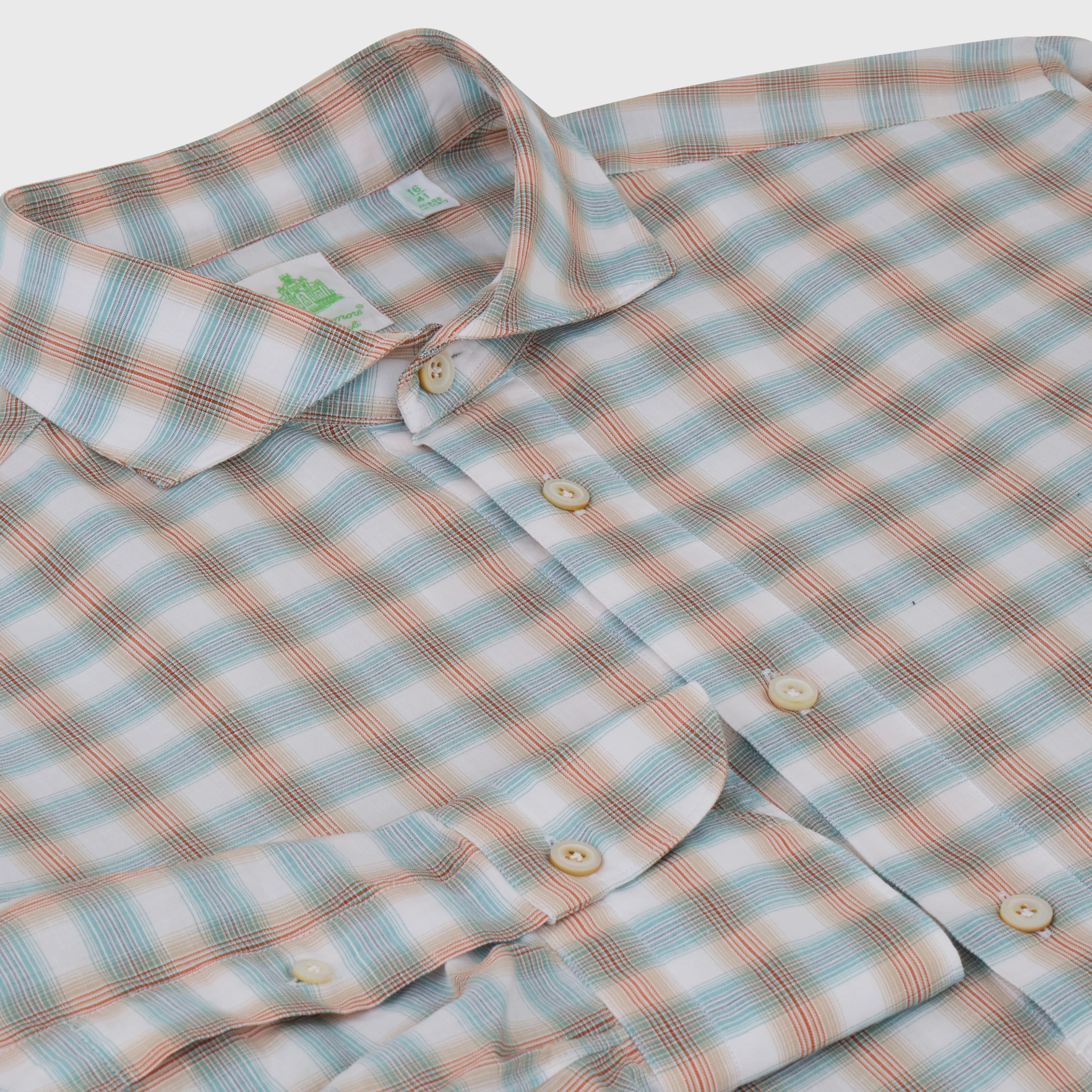 Miami polo shirt regular fit cotton linen check Achille collar