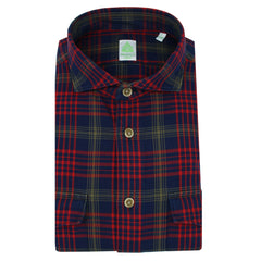 Madison slim fit sporty red and blue check cotton shirt