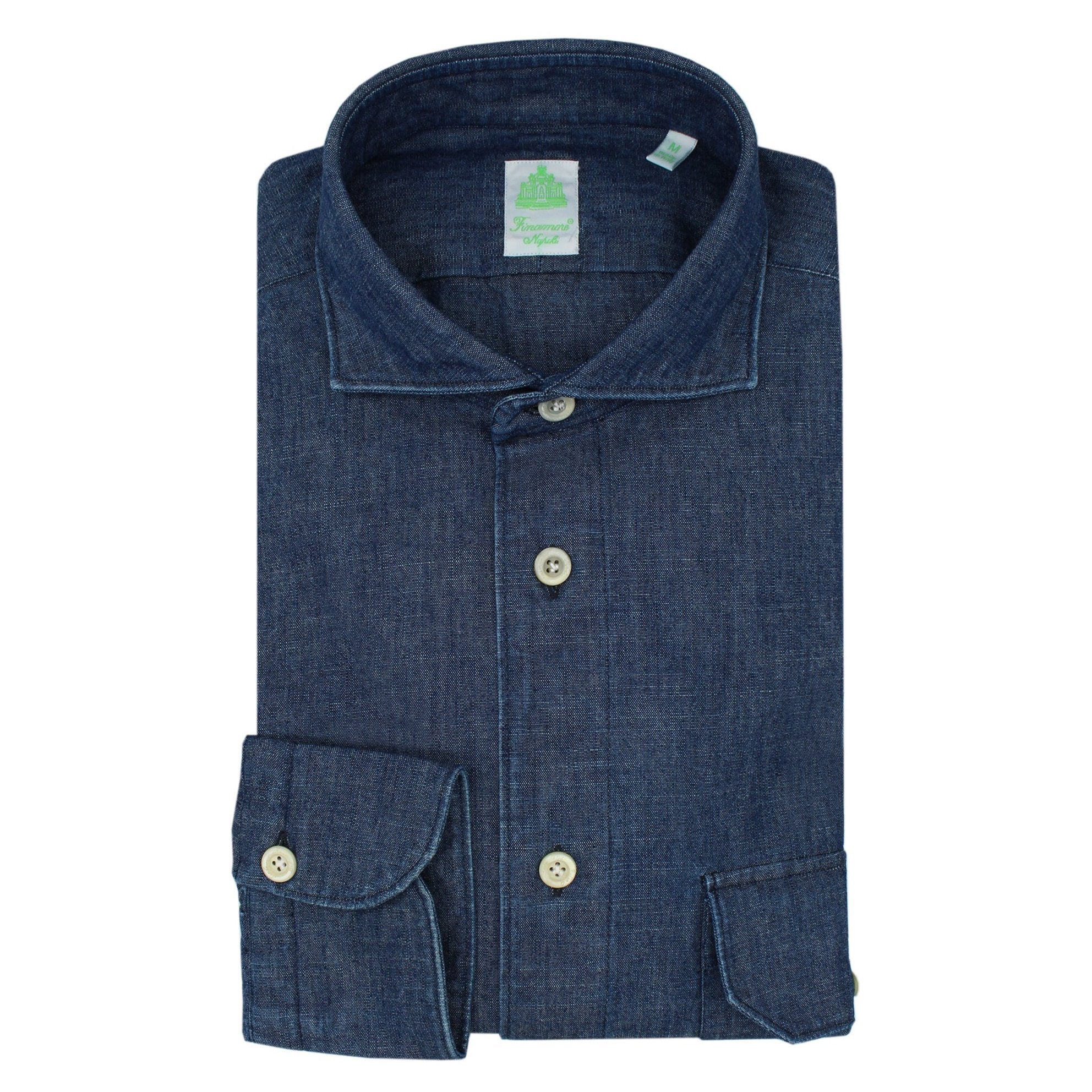 Madison straight waist sport shirt in dark blue cotton