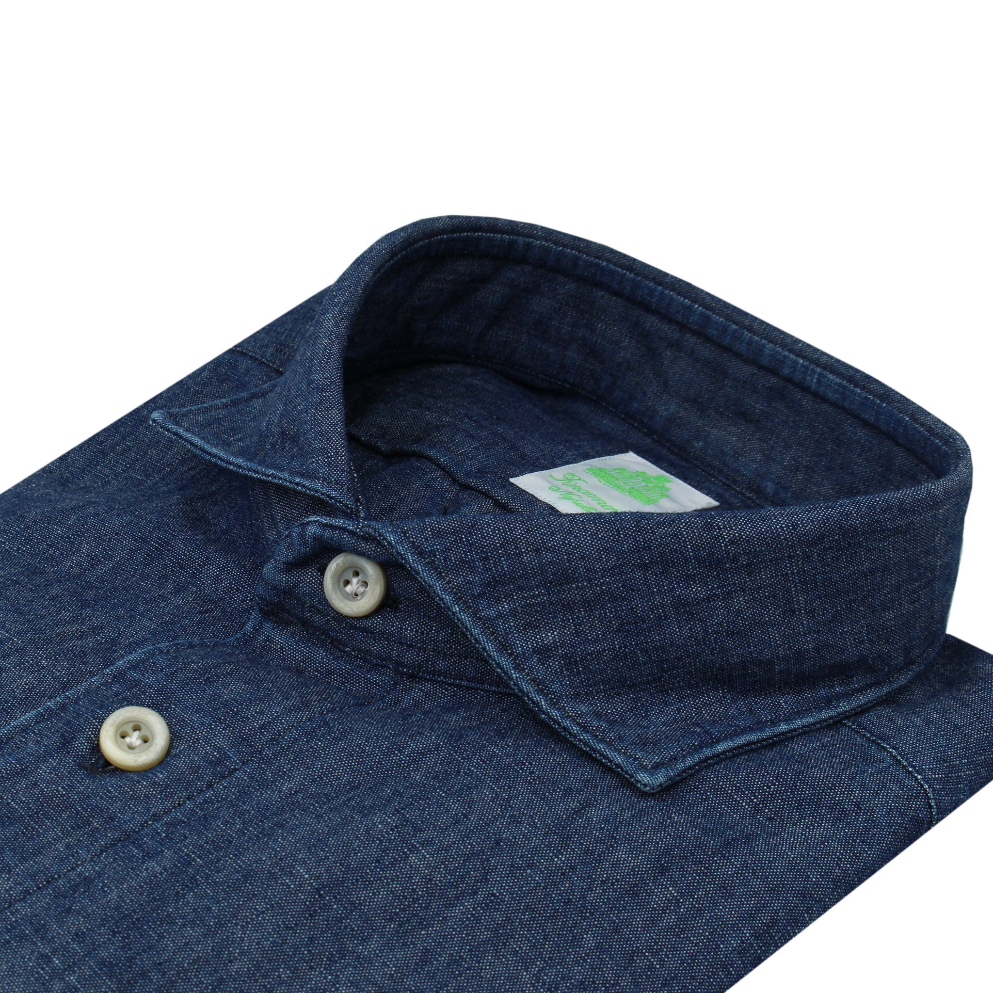Madison straight waist sport shirt in dark blue cotton