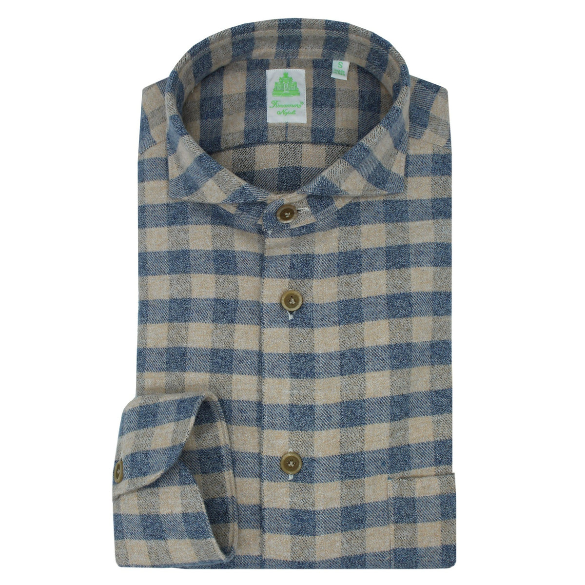Madison slim fit sporty cotton gray and blue checked shirt