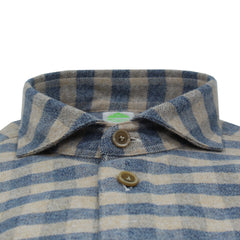 Madison Regular Fit sporty cotton gray and blue checked shirt