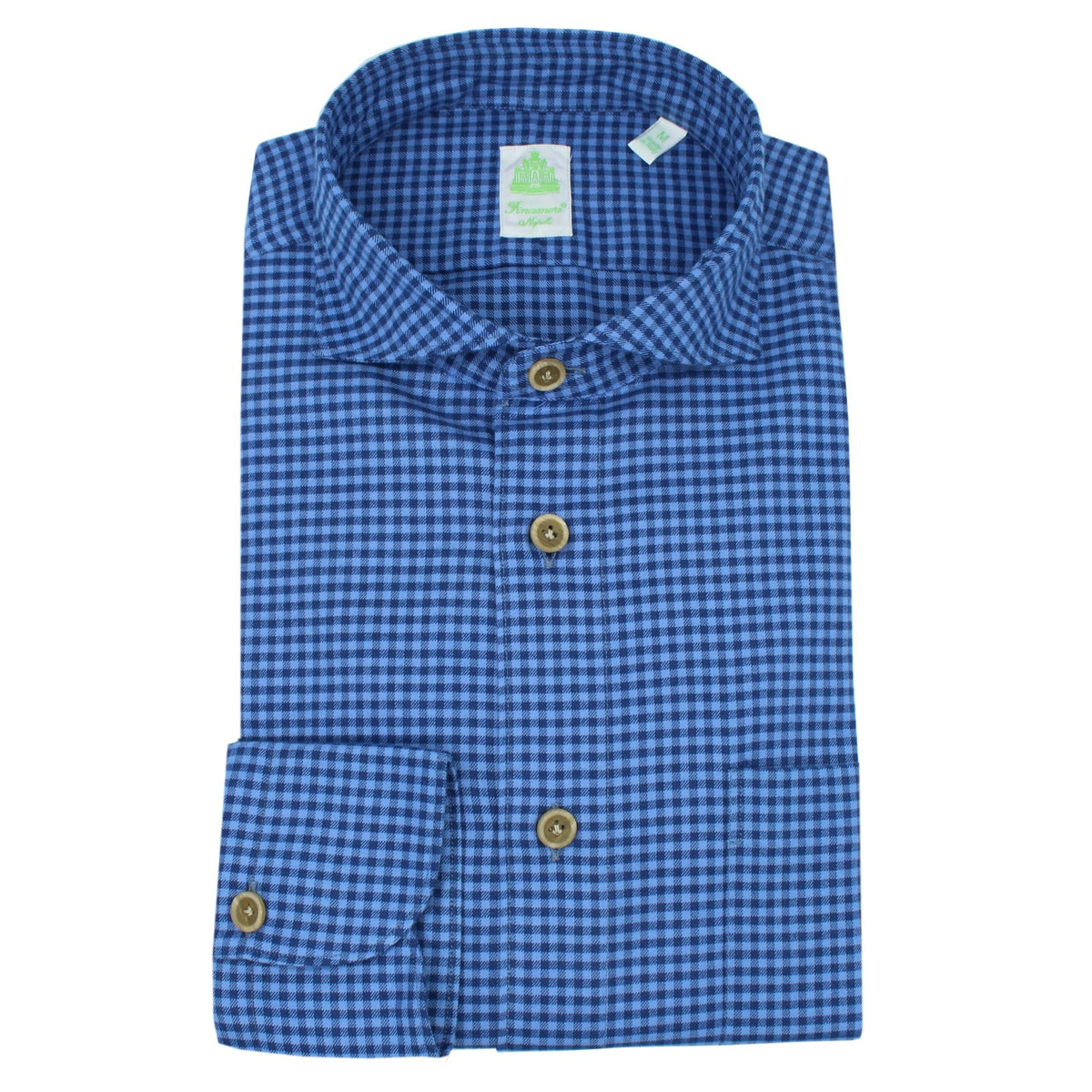 Madison slim fit sporty cotton blue and light blue checked shirt