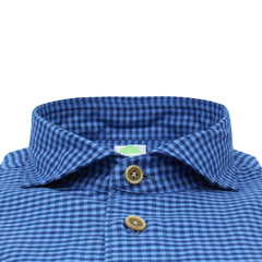 Madison Regular Fit sporty cotton blue and light blue checked shirt