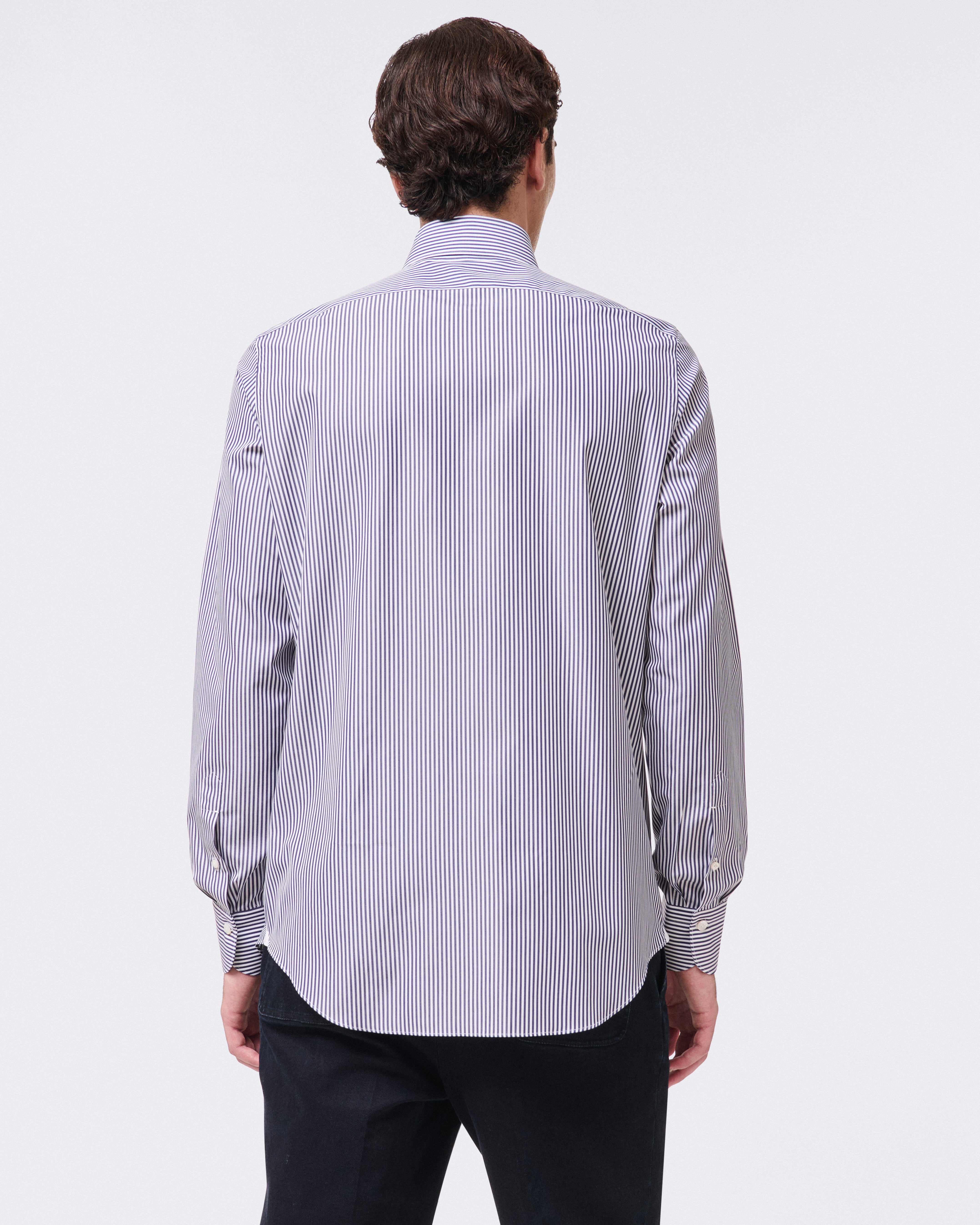 Classic Milano slim fit cotton shirt medium stripe light blue