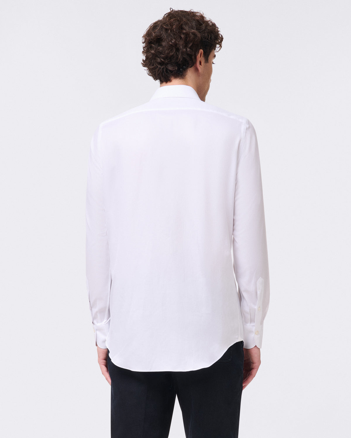 Classic slim fit Milano shirt in white or pink cotton twill
