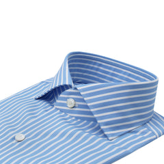 Classic Milano Slim Fit shirt in light blue cotton with white stripe