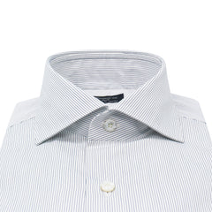 Classic Milano Slim Fit white cotton shirt with blue mini stripes