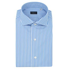 Classic Milano Slim Fit shirt in light blue cotton with white stripe