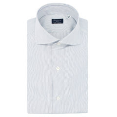 Classic Milano Slim Fit white cotton shirt with blue mini stripes