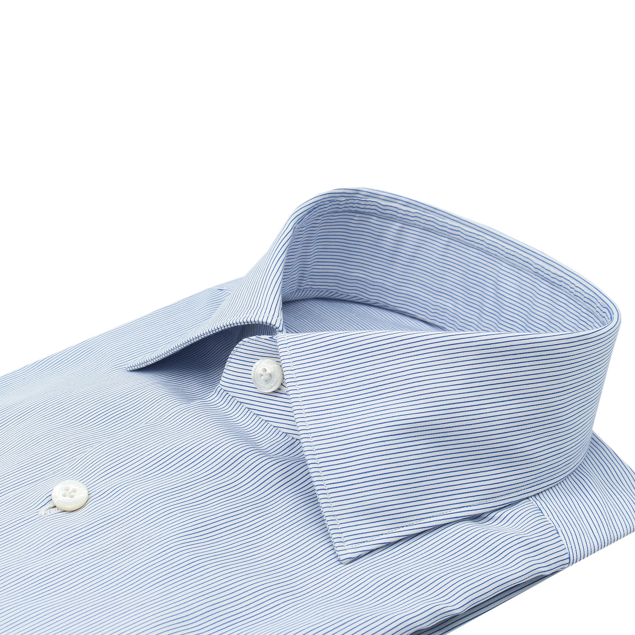 Camicia classica Milano stretch slim fit a righe azzurre