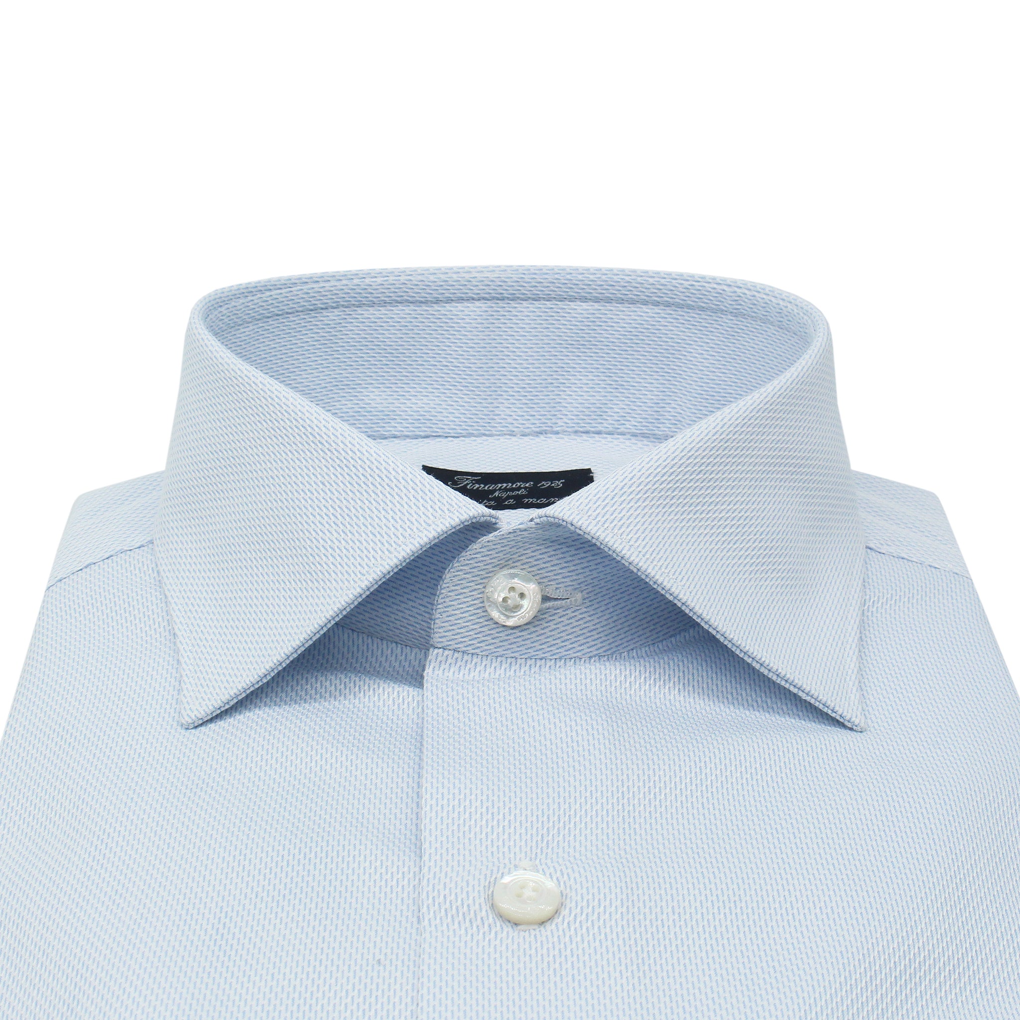 Milano classic slim fit cotton pique shirt with light blue details