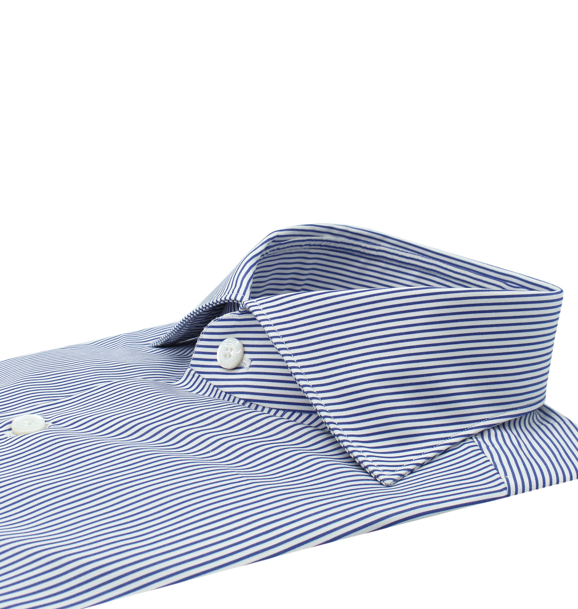 MILANO classic slim fit striped cotton blue shirt
