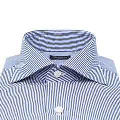 Camicia classica Milano slim fit in twill di cotone a righe blu