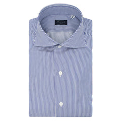 Camicia classica Milano slim fit in twill di cotone a righe blu