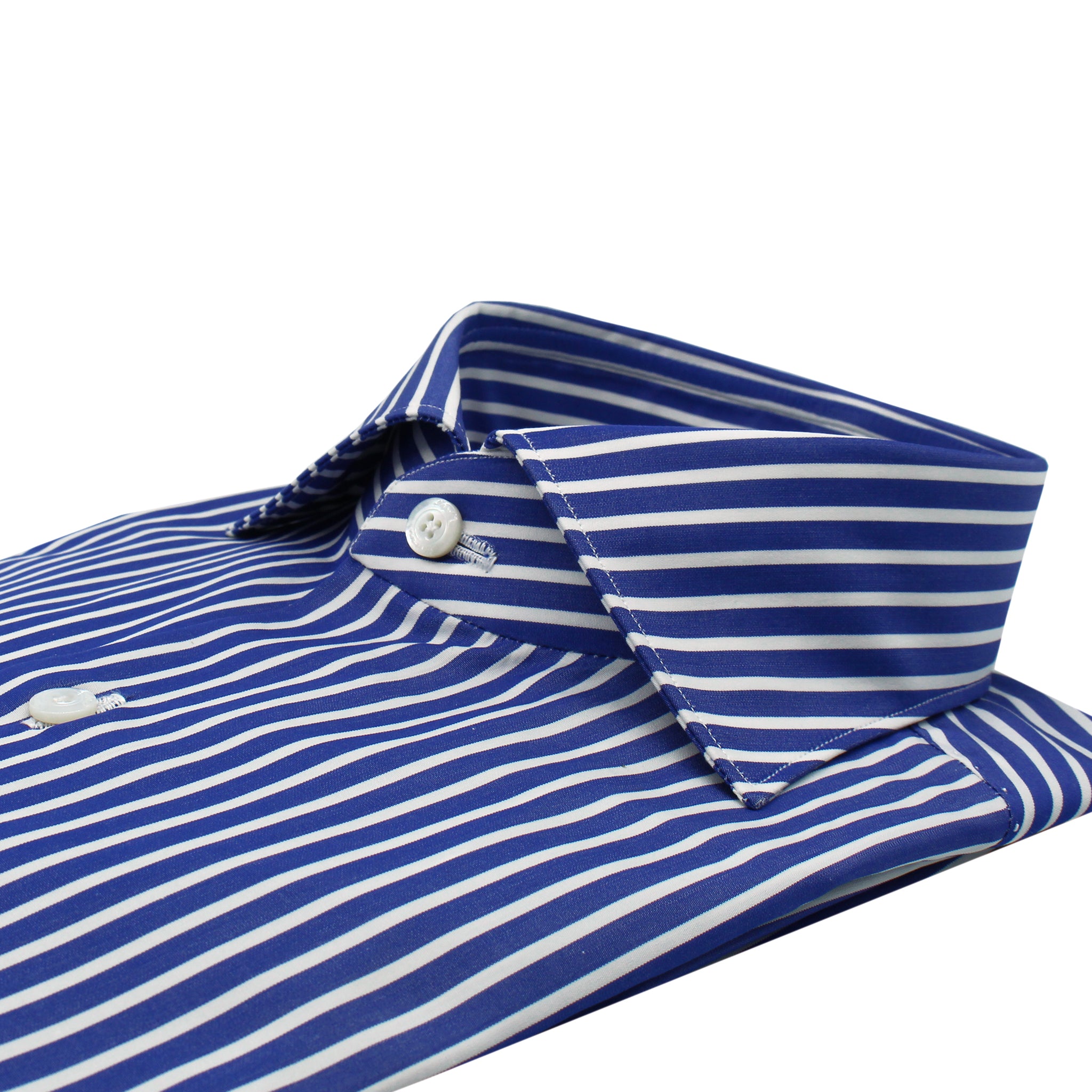 Naples shirt with classic fit in blue wide stripe cotton