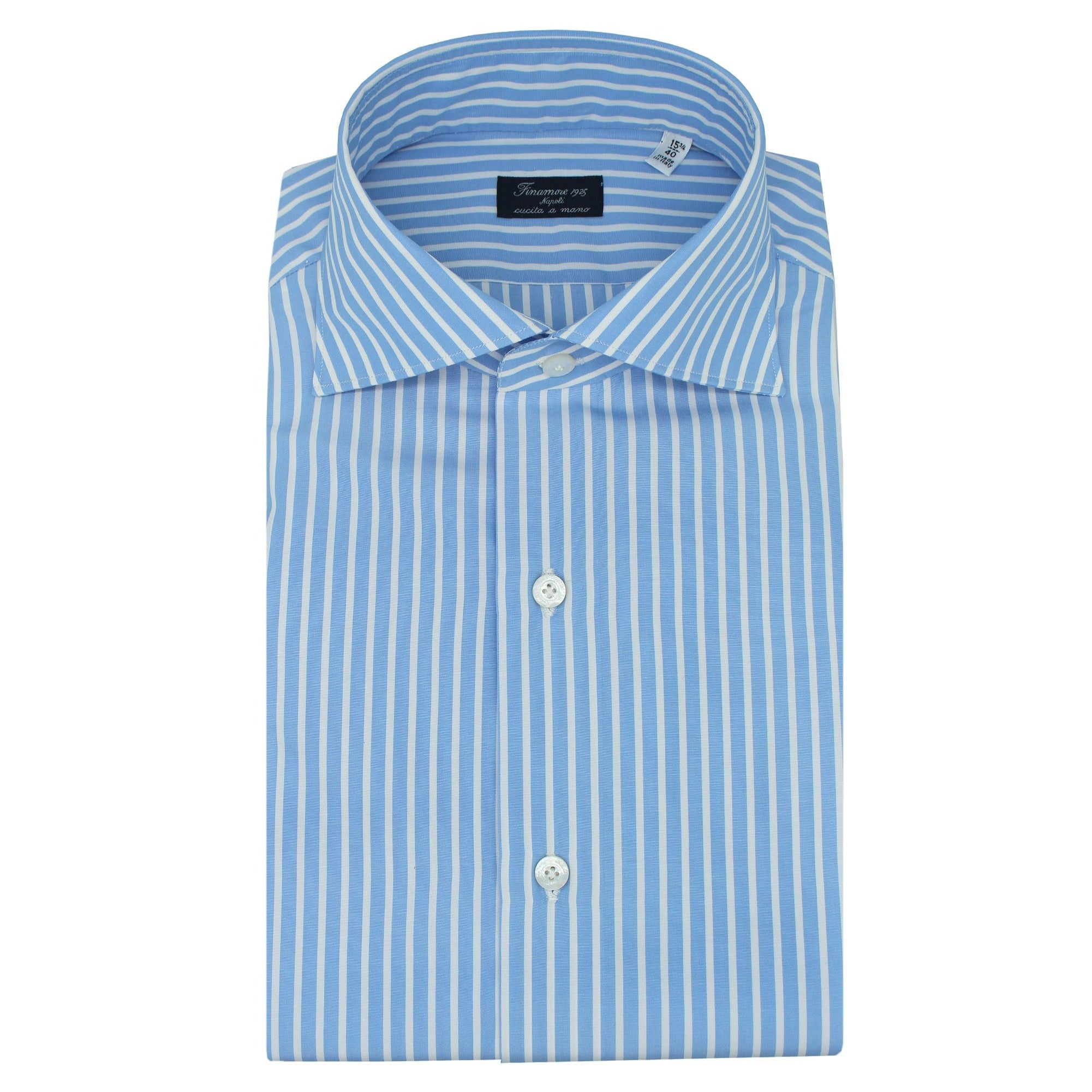 Classic Milano slim fit striped light blue shirt