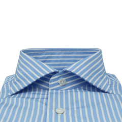 Naples shirt with classic fit in blue wide stripe cotton