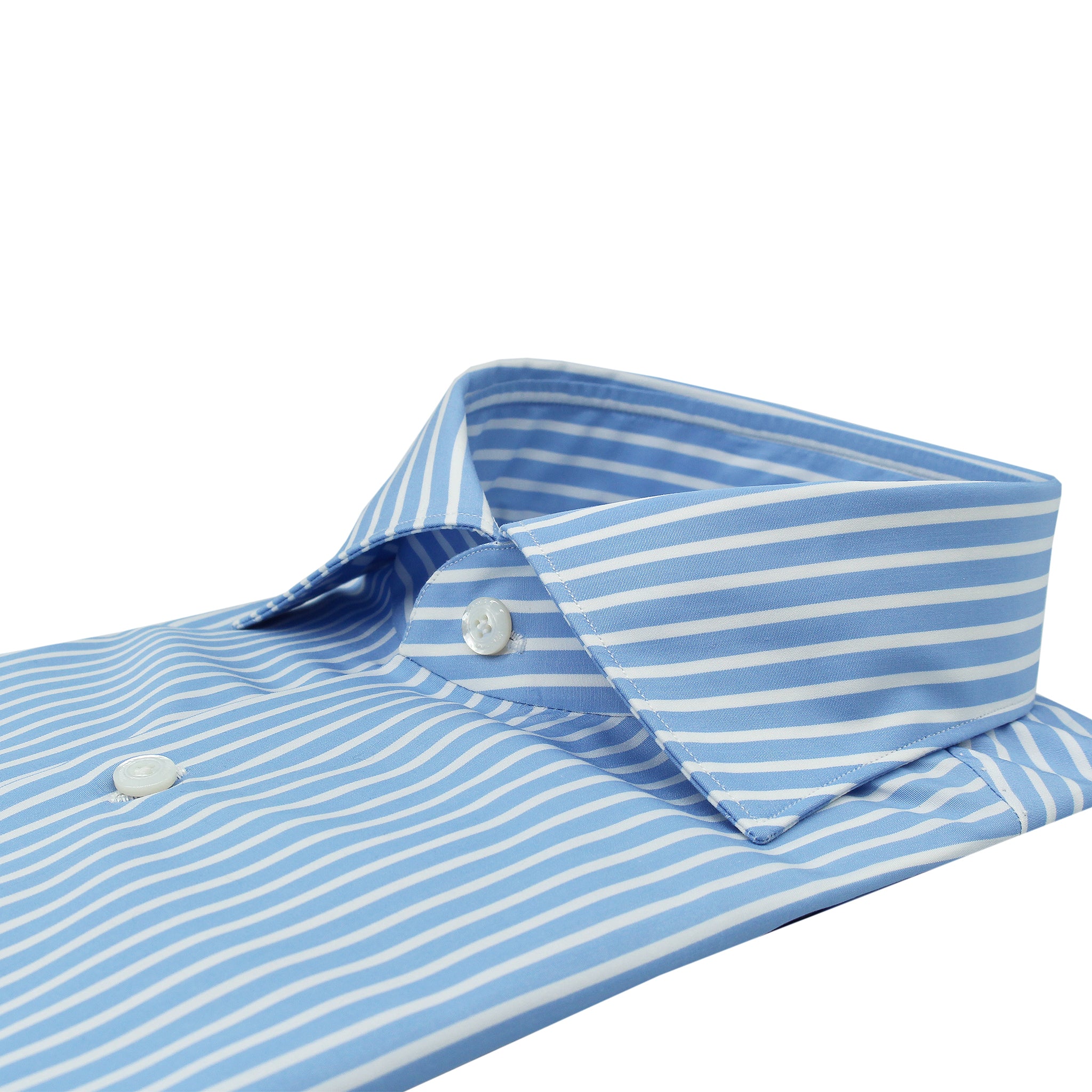 Naples shirt with classic fit in blue wide stripe cotton