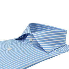 Naples shirt with classic fit in blue wide stripe cotton