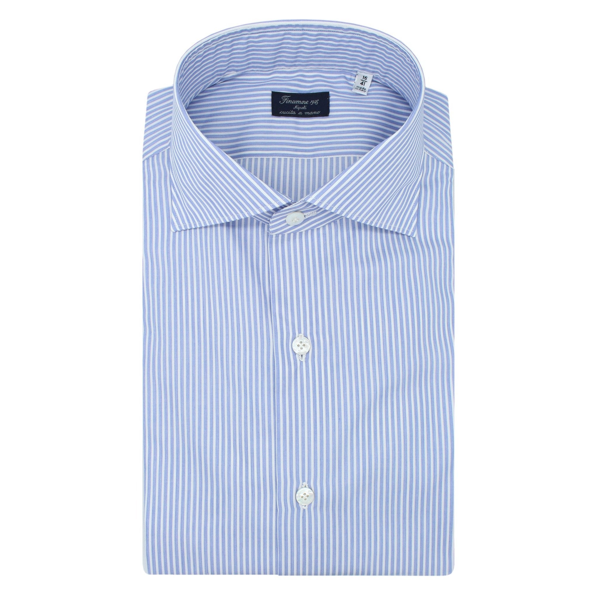 Classic Milano slim fit shirt in light blue striped cotton