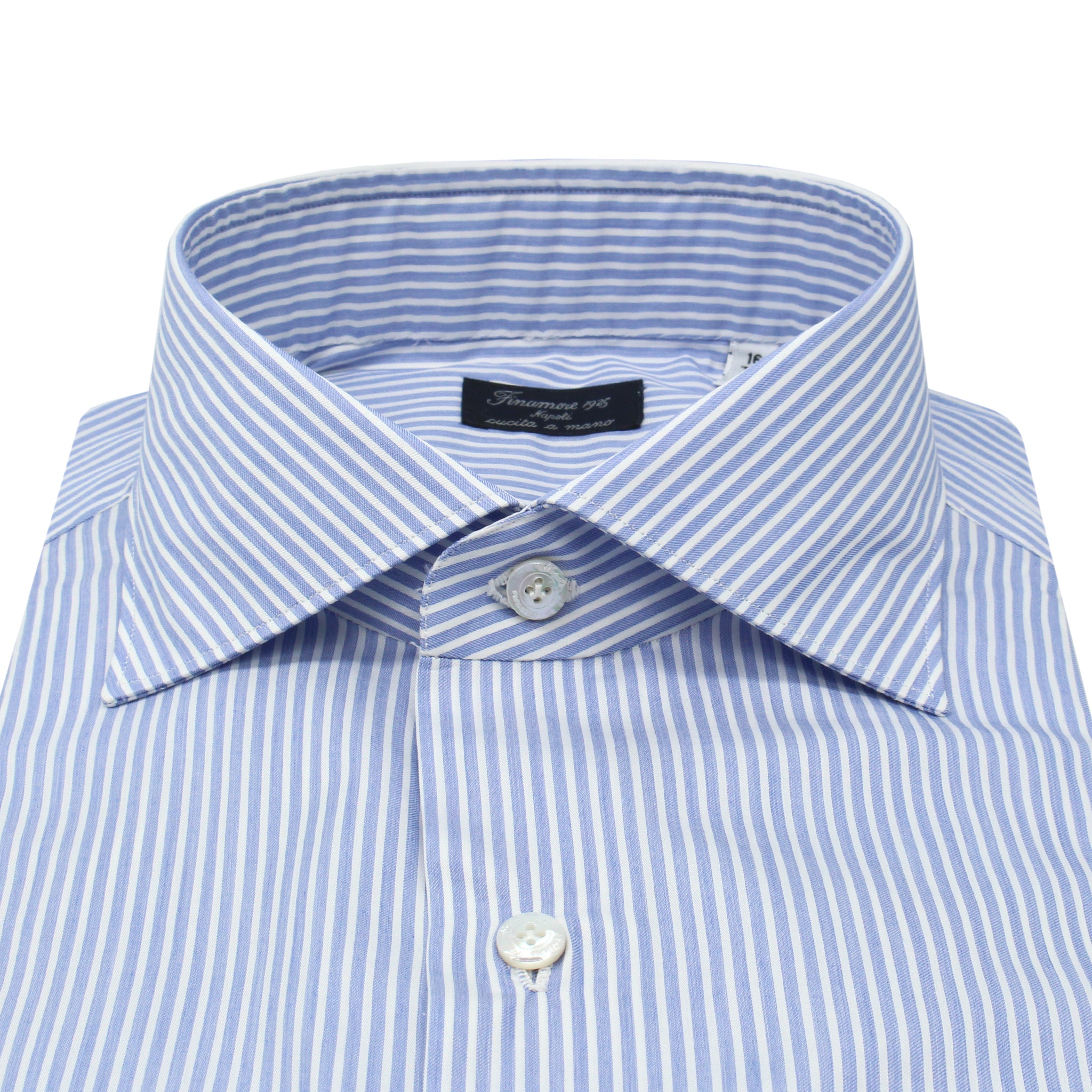 Classic Milano slim fit shirt in light blue striped cotton